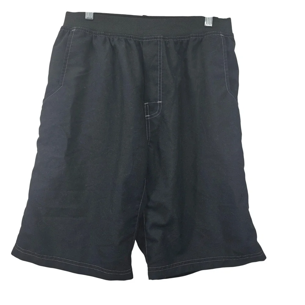 Prana Breathe Mens Black Board Shorts Swim Trunks Elastic Waist Size M USA Made